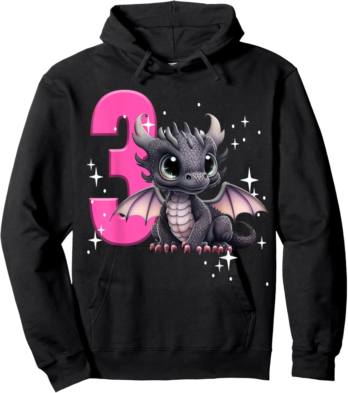 3rd Birthday Shirt Dragon Party Birthday Girl Toddler Three Hoodie - Hoodie | Black