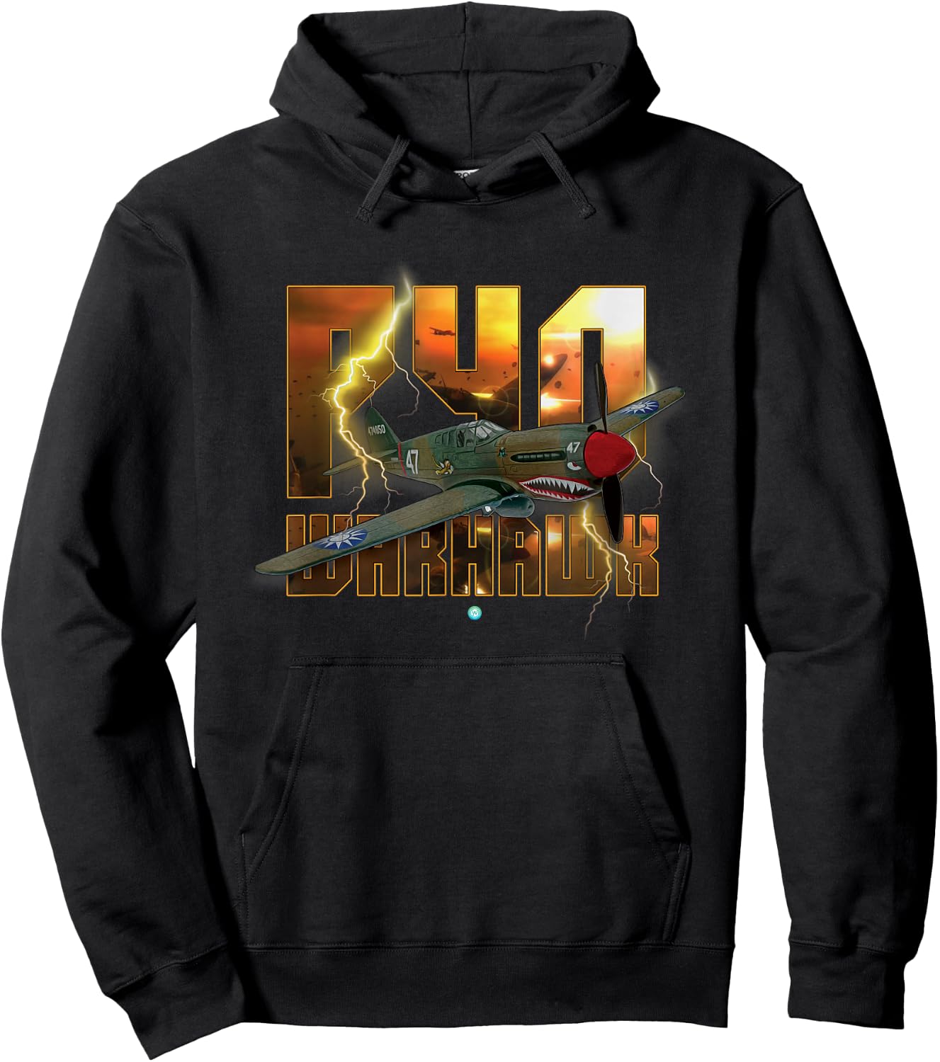 P-40 Warhawk WWII Fighter Gift Aircraft Shirt Gift Hoodie - Hoodie | Black