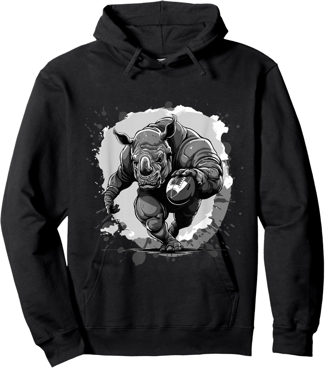 Rhino Playing American Football Sport Hoodie - Hoodie | Black