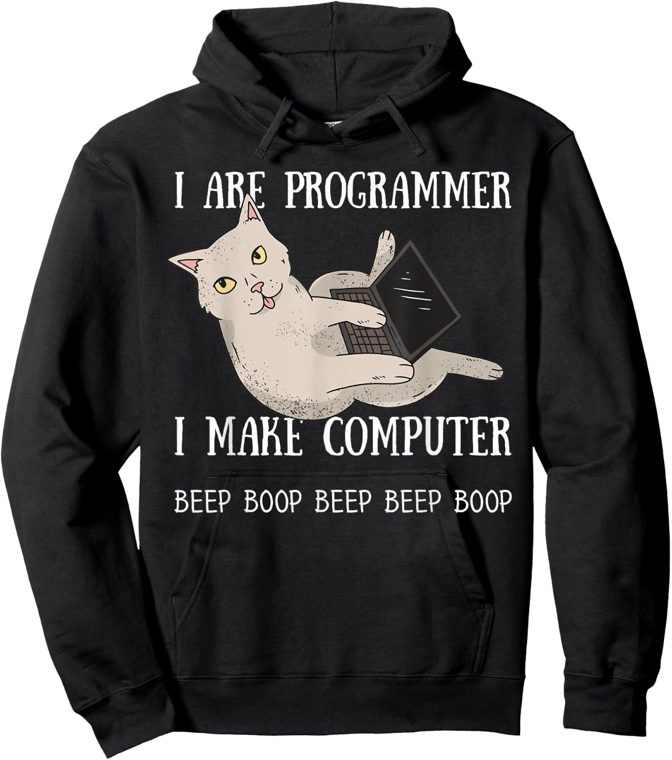 Funny I are Programmer Computer Science Cat Kitty Nerd Hoodie - Hoodie | Black