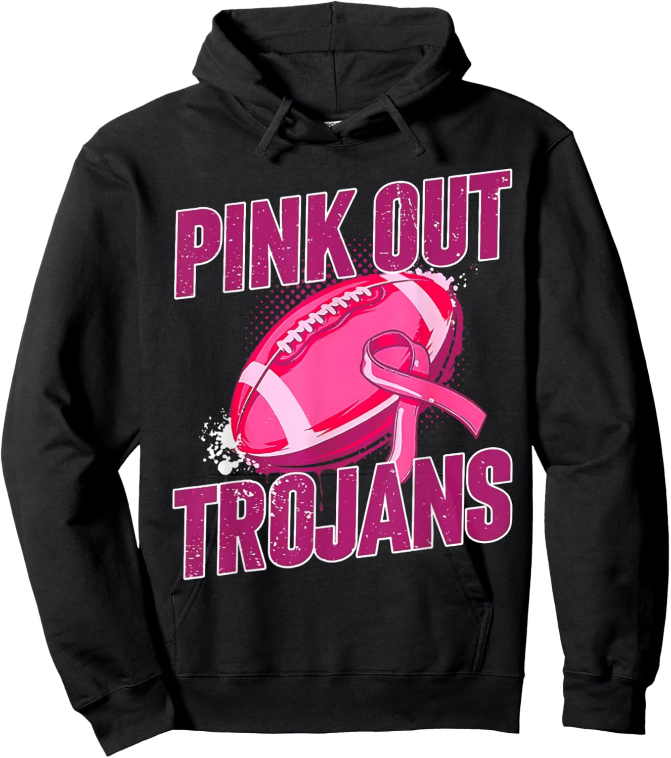 Trojans Pink Out Football Tackle Breast Cancer Hoodie - Hoodie | Black