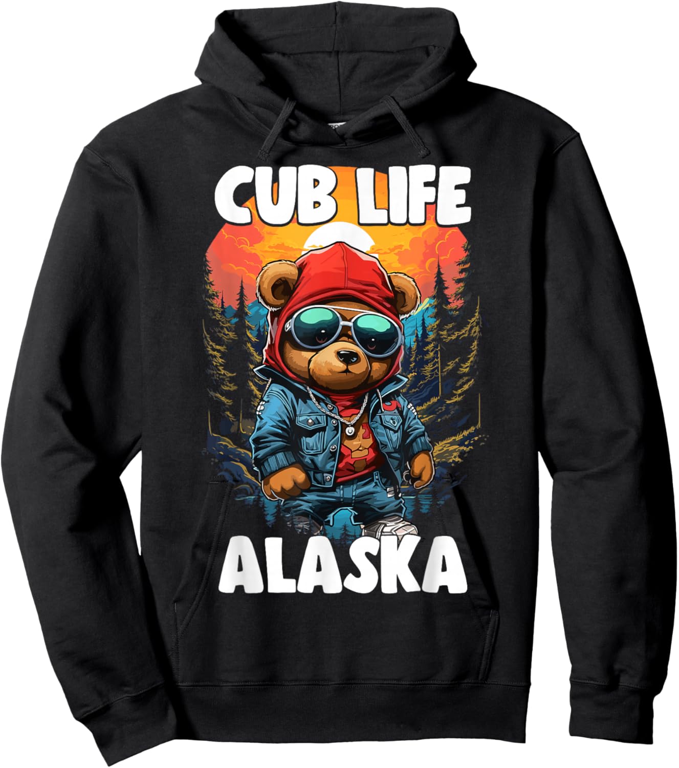 Alaska Grizzly Brown Bear Cub For Kids Women Hoodie - Hoodie | Black