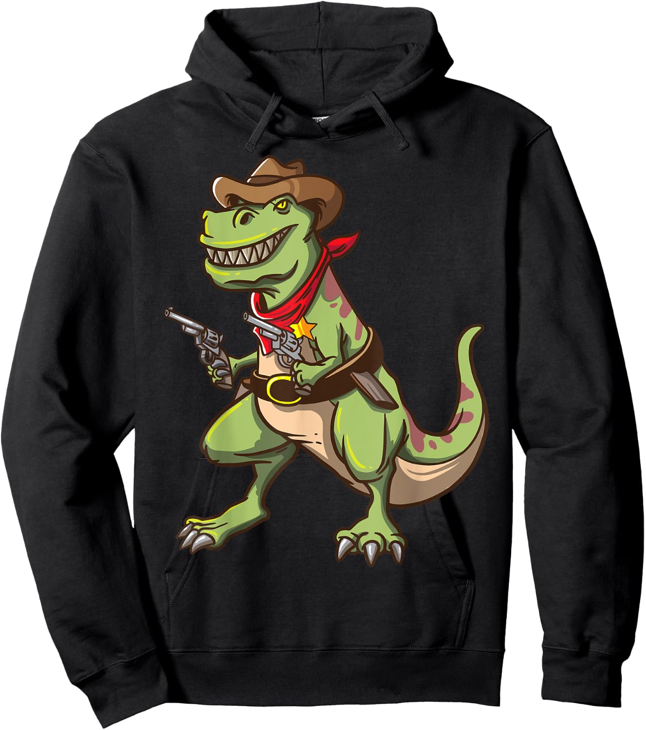 Cowboy T Rex Dinosaur Kids Shirt Wild West Country Boys Gift Hoodie - Hoodie | Black