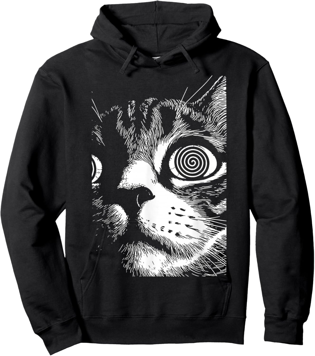 Psychedelic Cat Dark Aesthetic Crust Punk Grunge Cat Lover Hoodie - Hoodie | Black