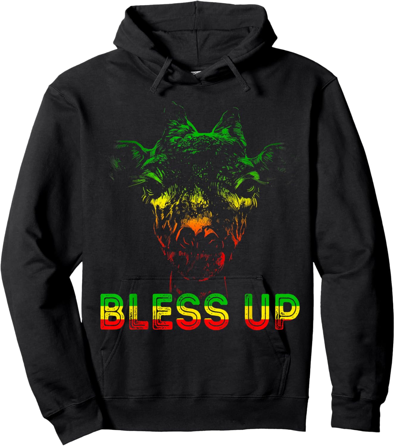 Rasta Reggae Giraffe Bless Up Reggae Flag Jamaica Rastafari Hoodie - Hoodie | Black