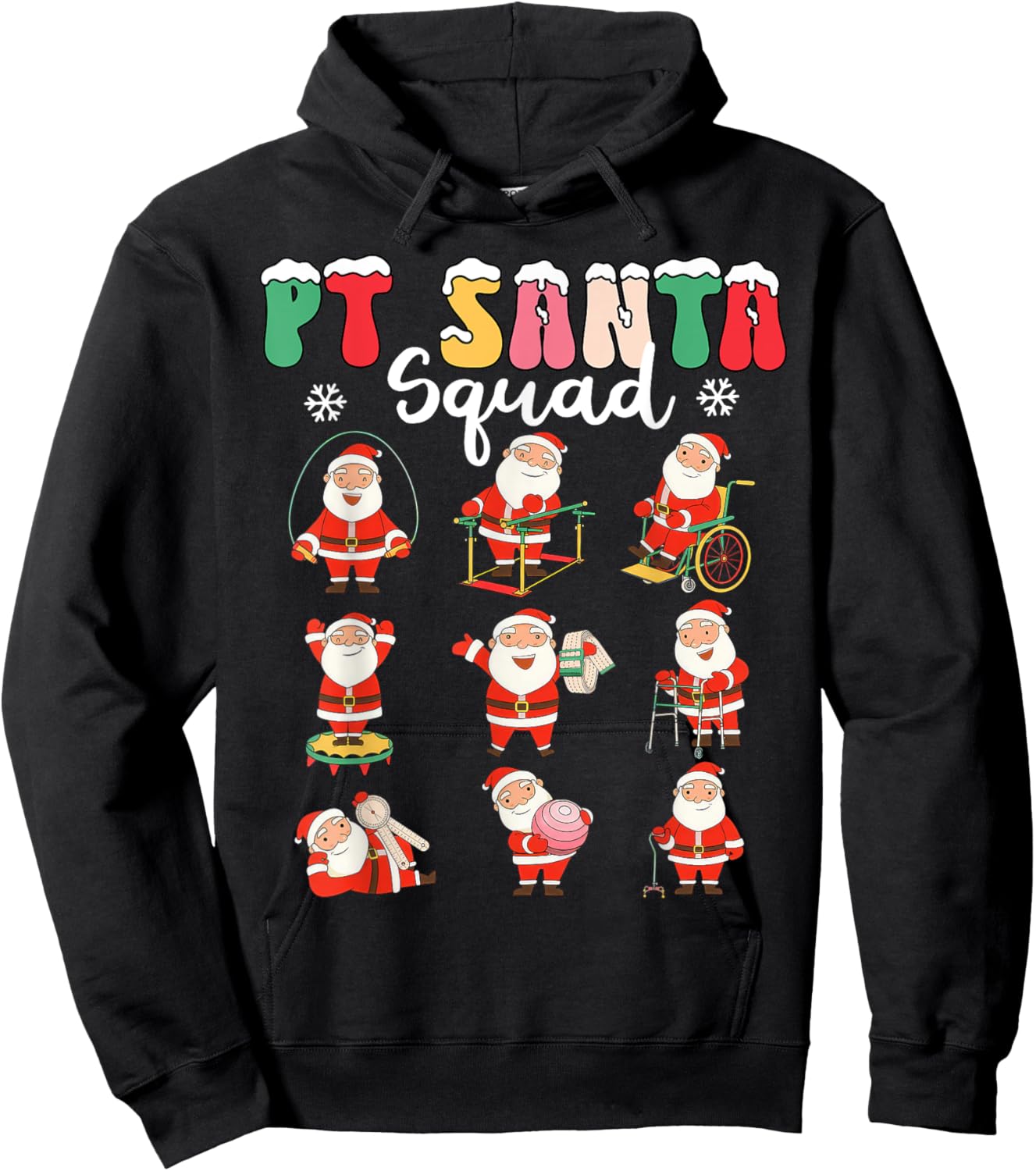 PT Santa Squad Physical Therapy Christmas Physical Therapist Hoodie - Hoodie | Black