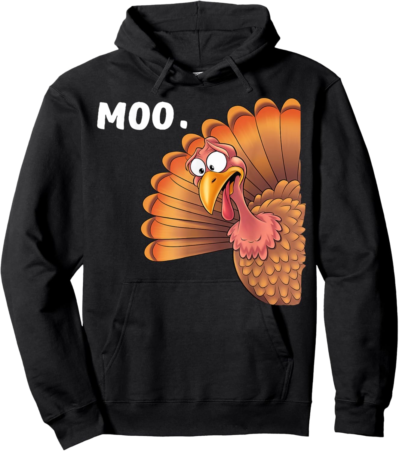 Turkey Moo Funny Thanksgiving Gifts Women Kid Boy Hoodie - Hoodie | Black