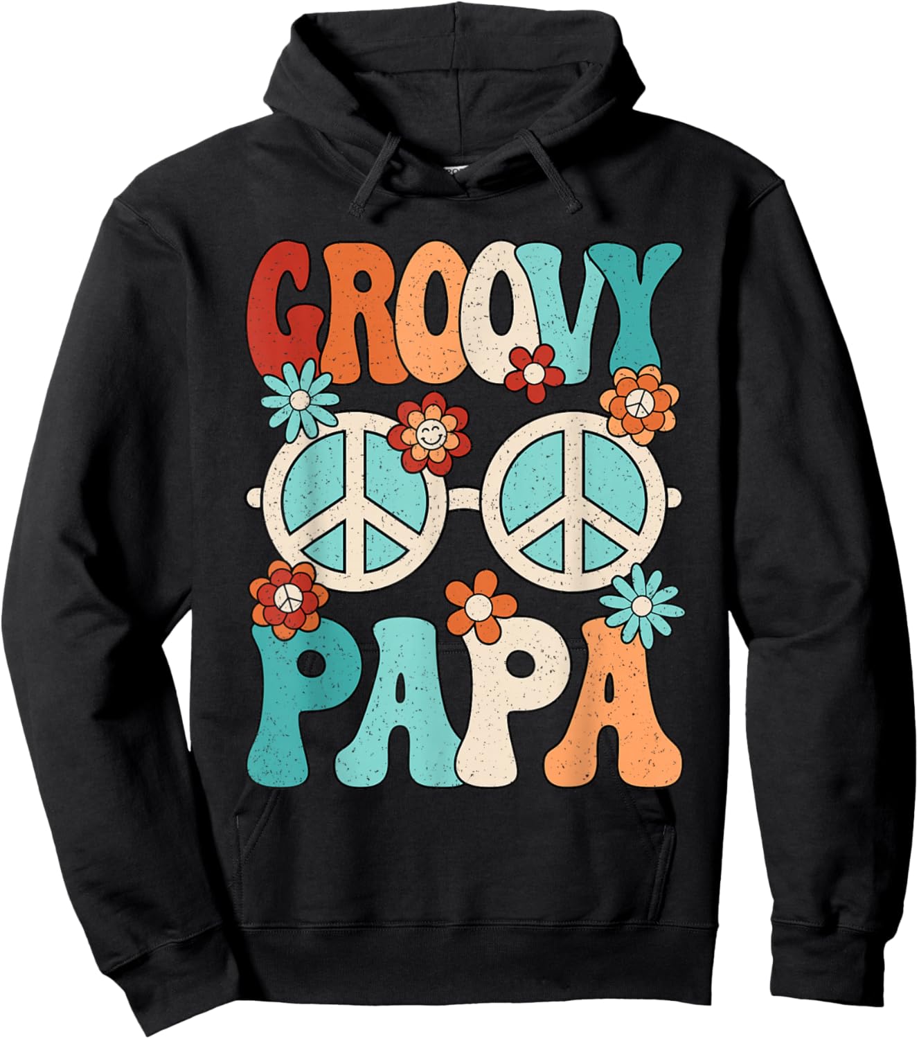 Groovy Papa Dad Hippie Peace Disco Men 60s 70s Party Outfit Hoodie - Hoodie | Black