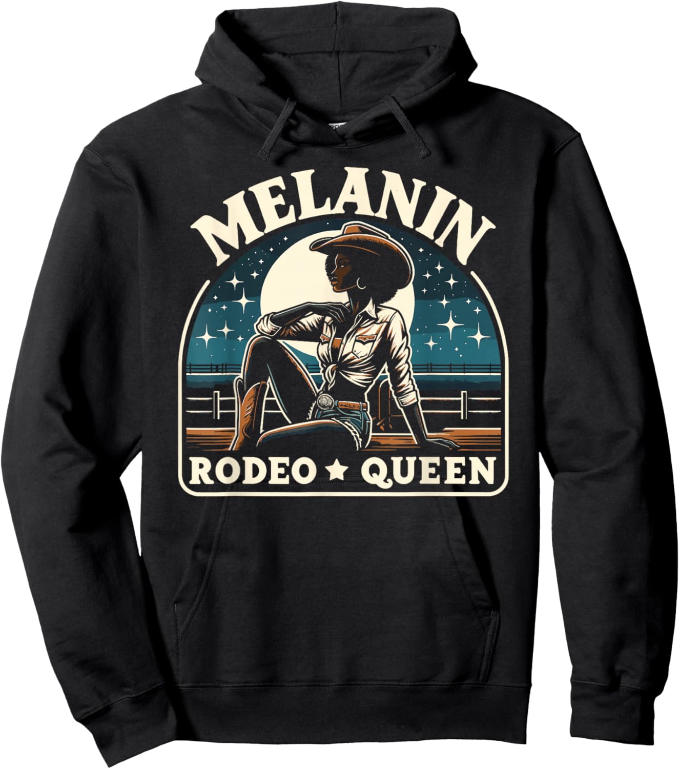 Melanin Rodeo Queen, Country African American Cowgirl Hoodie - Hoodie | Black