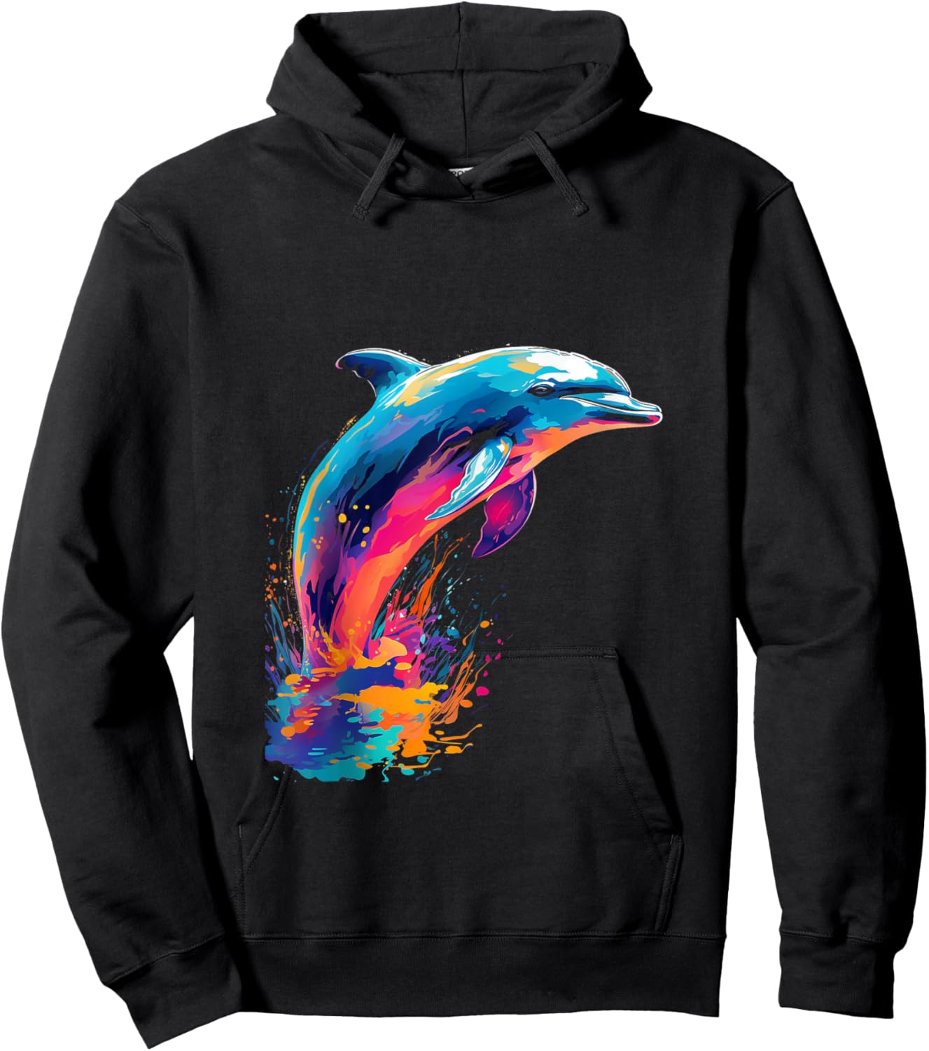 Dolphin Wildlife Colorful Design Dolphin Lover Wildlife Fish Hoodie - Hoodie | Black