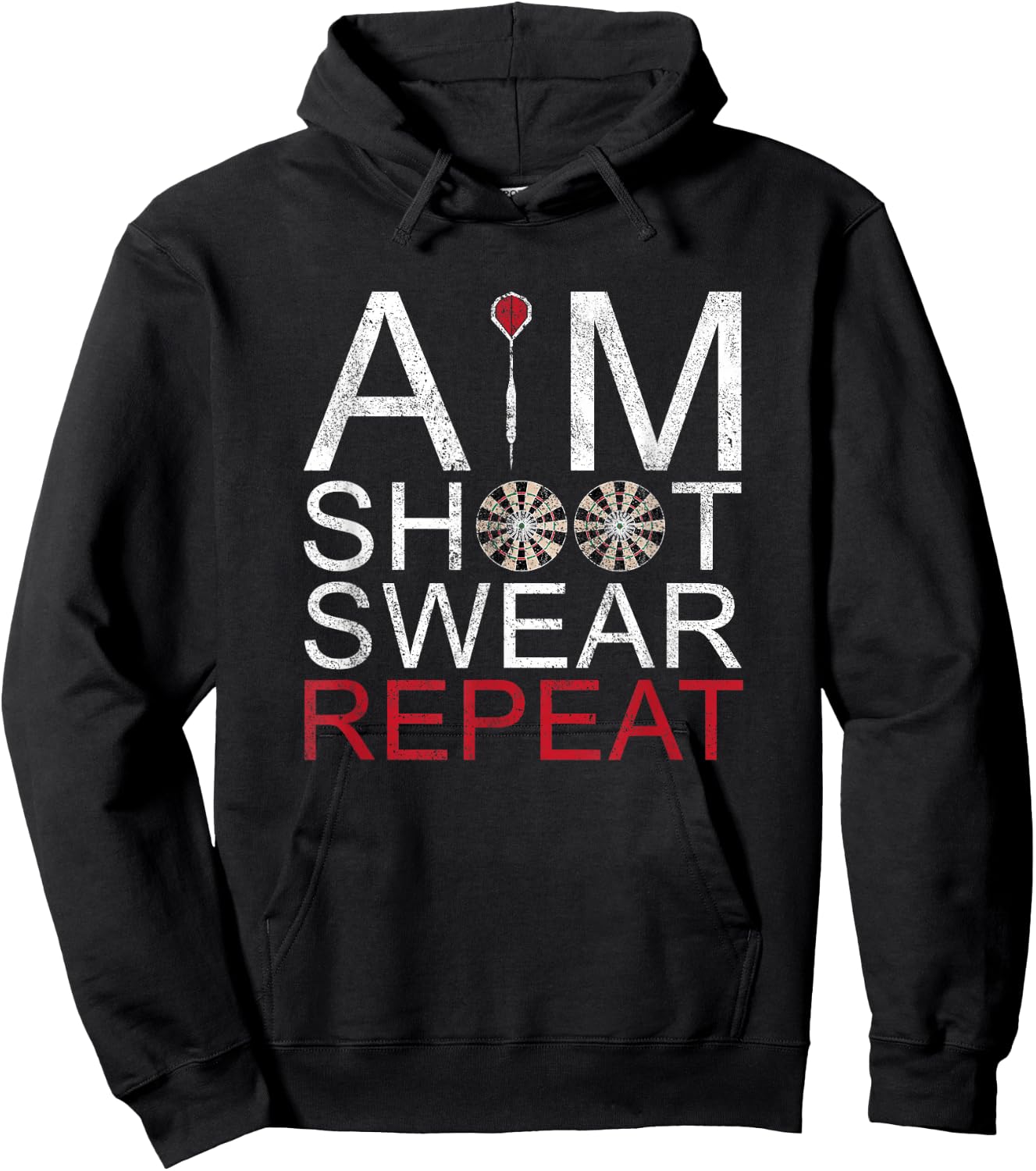 Aim Shoot Swear Repeat Darts Retro Vintage Gift Hoodie - Hoodie | Black