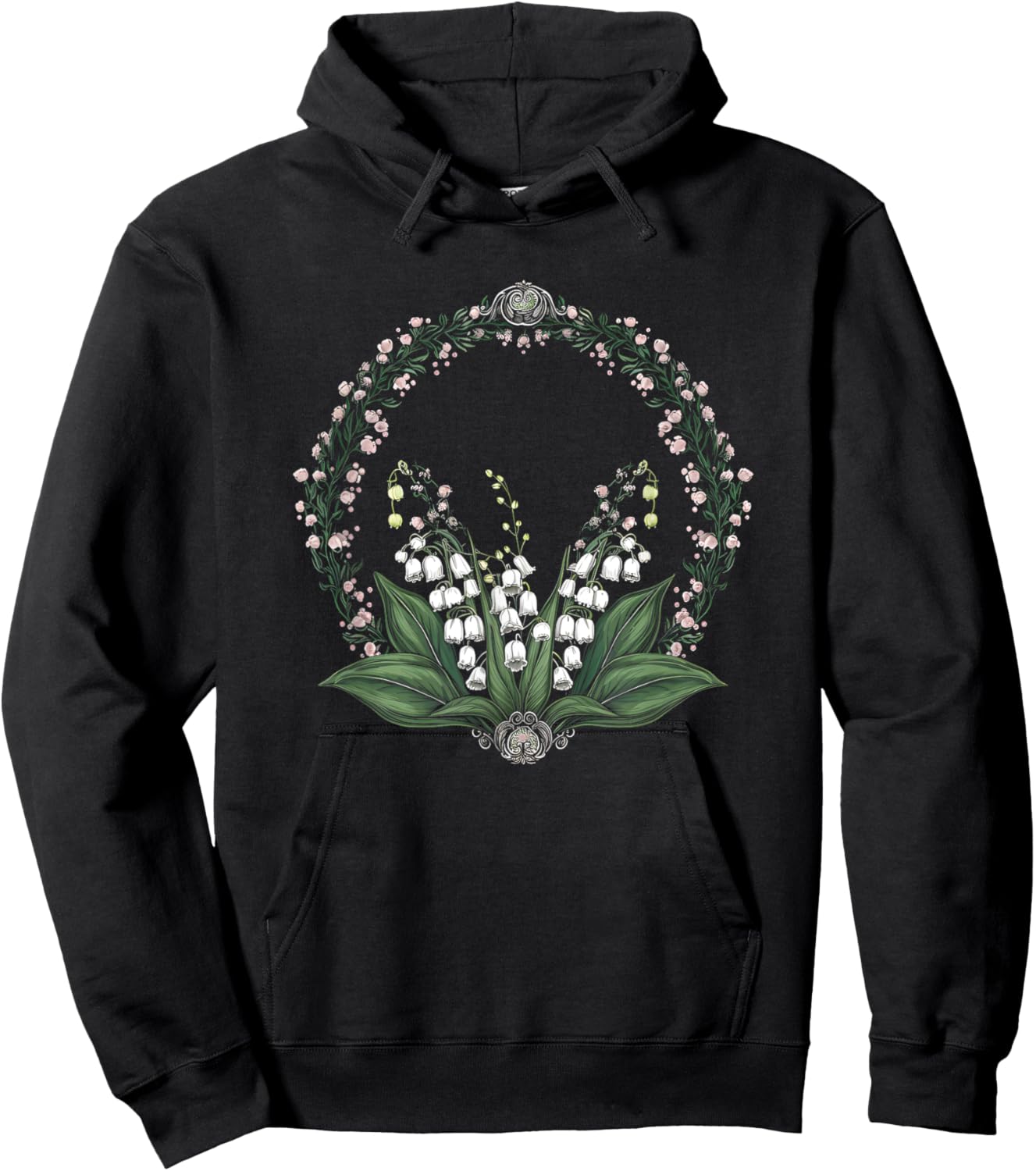 May Birthday Lily of The Valley Flower Spring White Flower Hoodie - Hoodie | Black