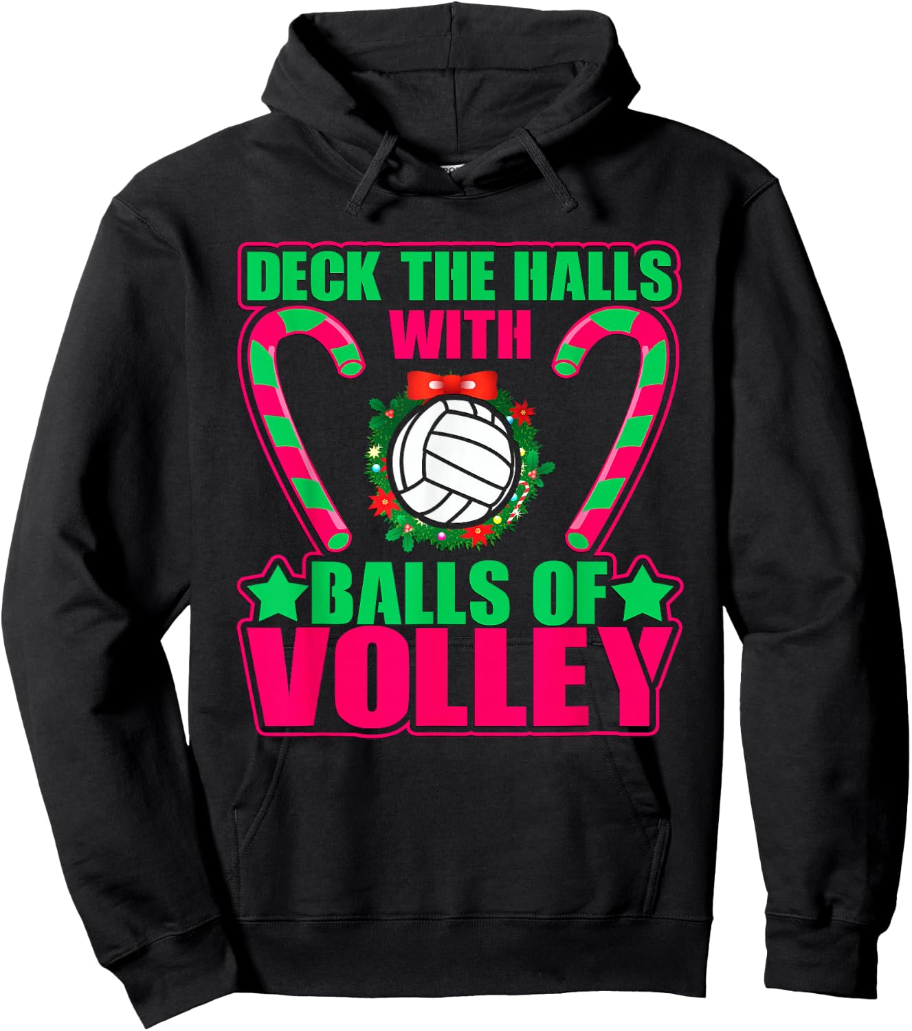 Deck The Halls With Balls Of Volley Funny Holiday Hoodie - Hoodie | Black