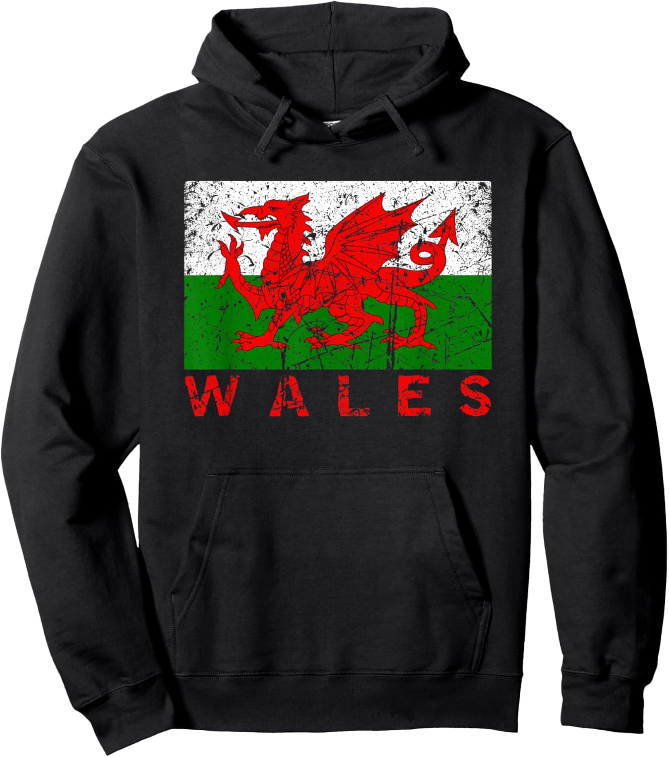 Wales Flag Wales Dragon Distressed Kids , Black, S Hoodie - Hoodie | Black