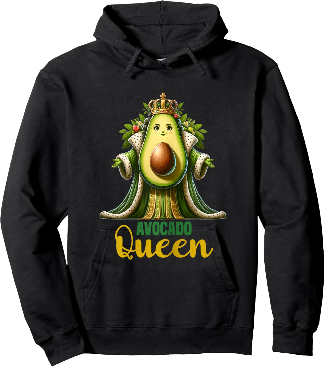 Avocado Queen Funny Vegan For Girls Women Cool Avocados Hoodie - Hoodie | Black