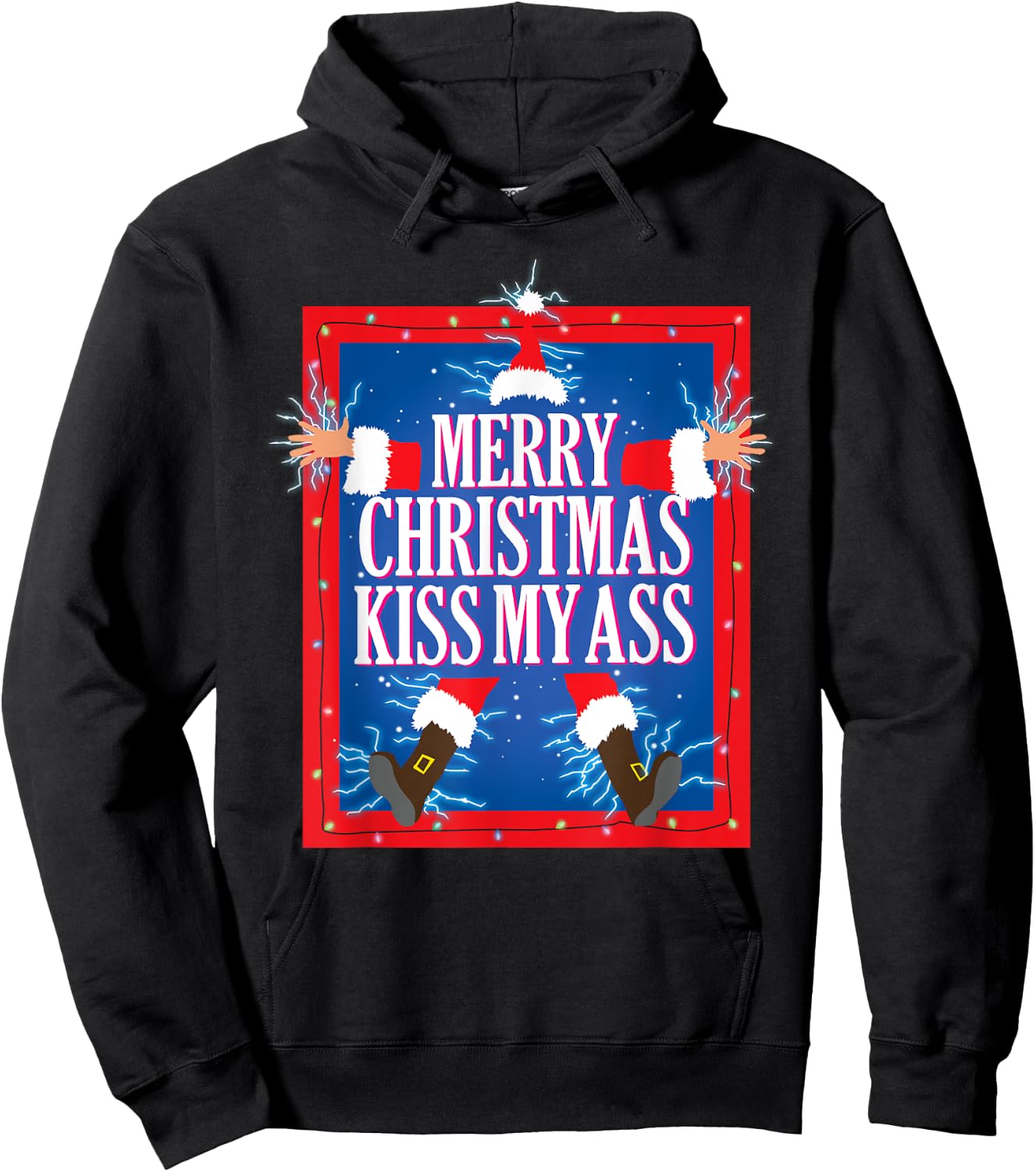 Merry Christmas Kiss My Ass Funny Christmas Vacation Movie Hoodie - Hoodie | Black