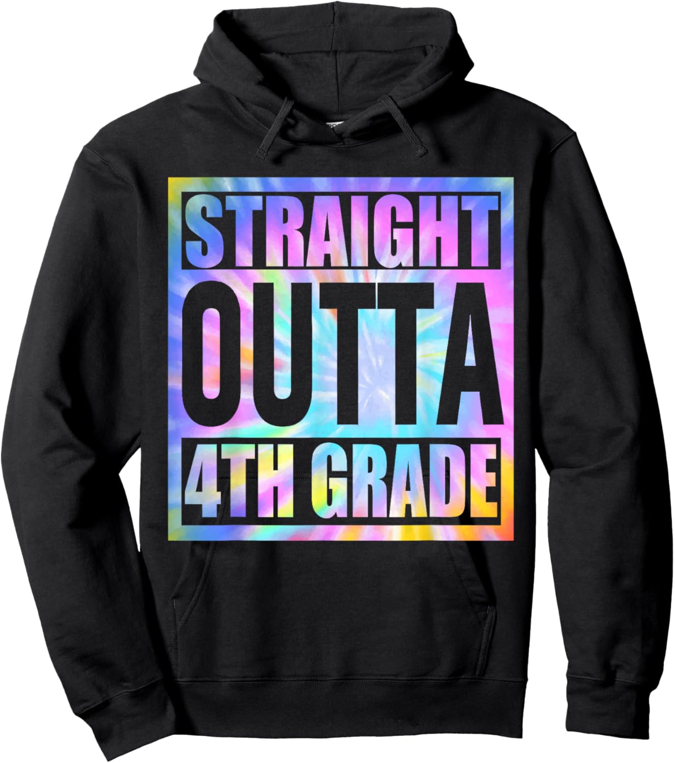Tie Dye Straight Outta 4th Grade Graduate Class Of 2024 Hoodie - Hoodie | Black
