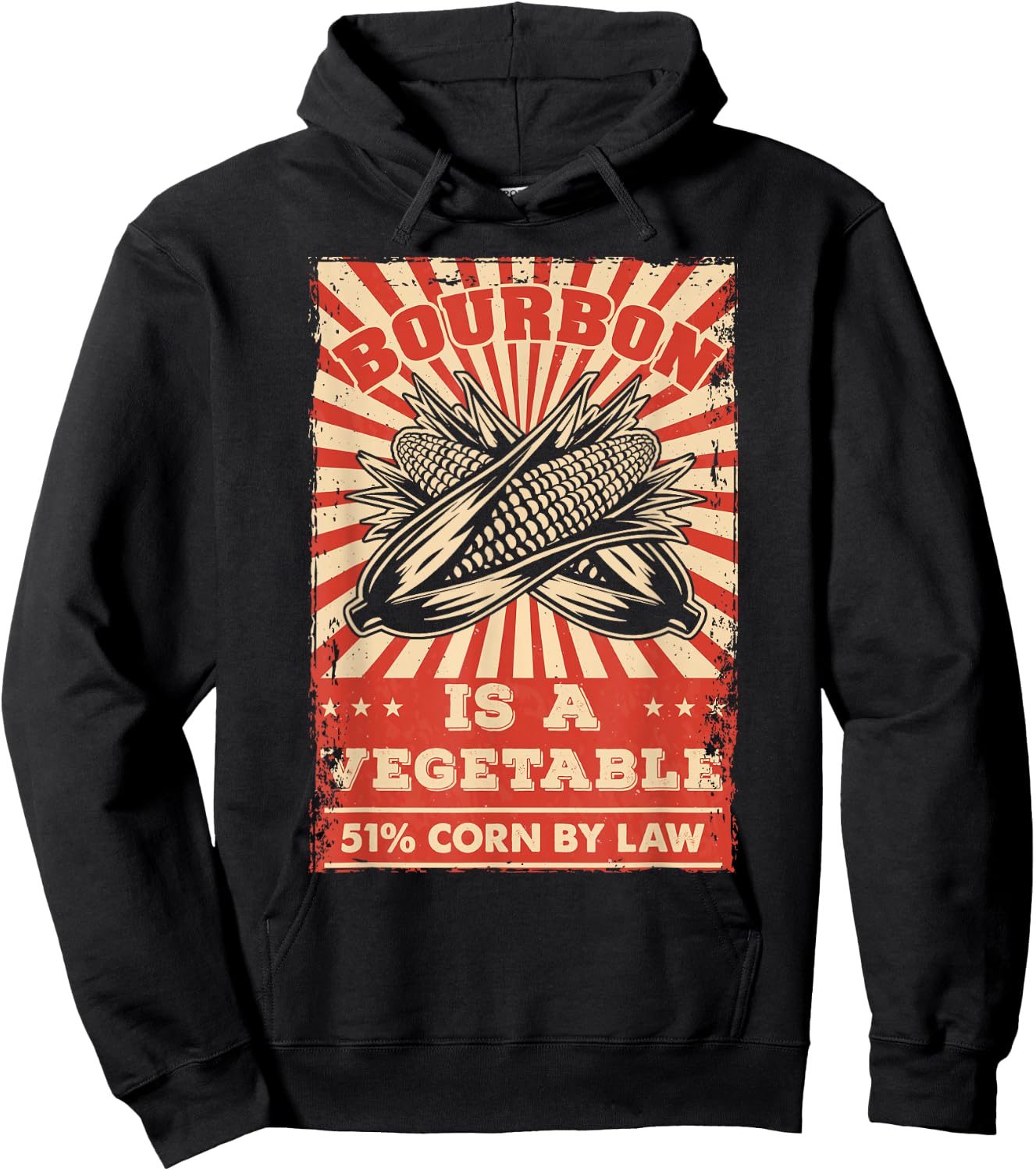 Vintage Bourbon Whisky Saying Bourbon is a Vegetable Hoodie - Hoodie | Black
