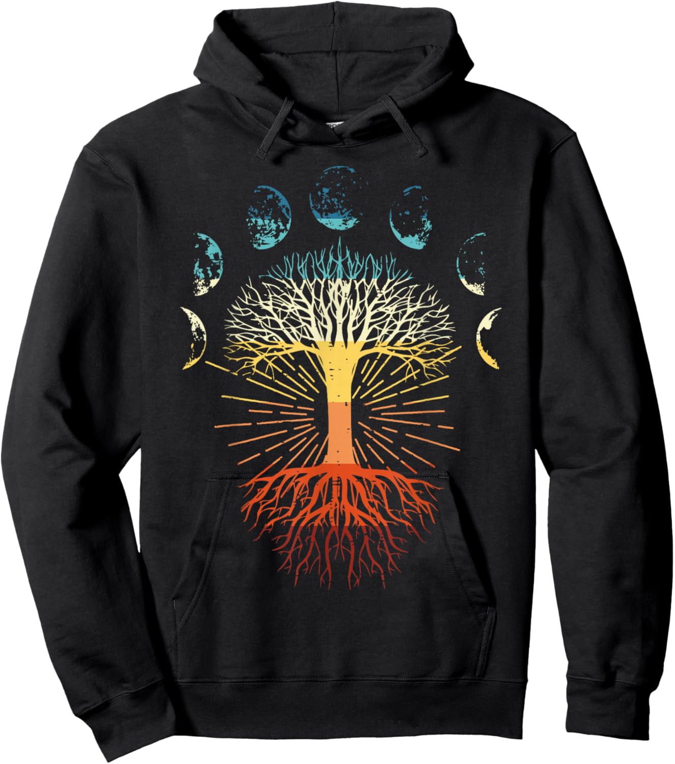Tree Of Life Phases Of The Moon Retro Spiritual Men Women Hoodie - Hoodie | Black