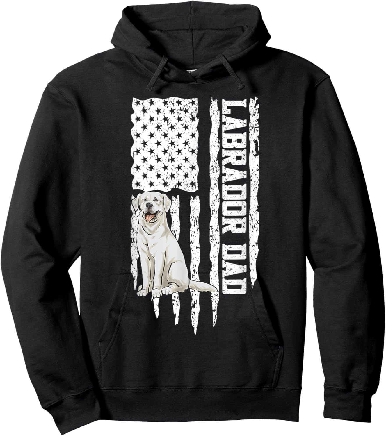 White Labrador Dad American Flag White Lab Hoodie - Hoodie | Black