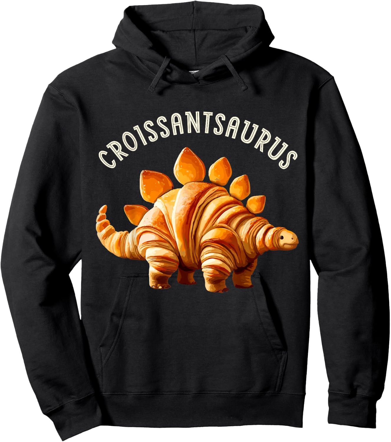 Dinosaur Croissant Bakery Lovers Men Women Boys Girls Kids Hoodie - Hoodie | Black