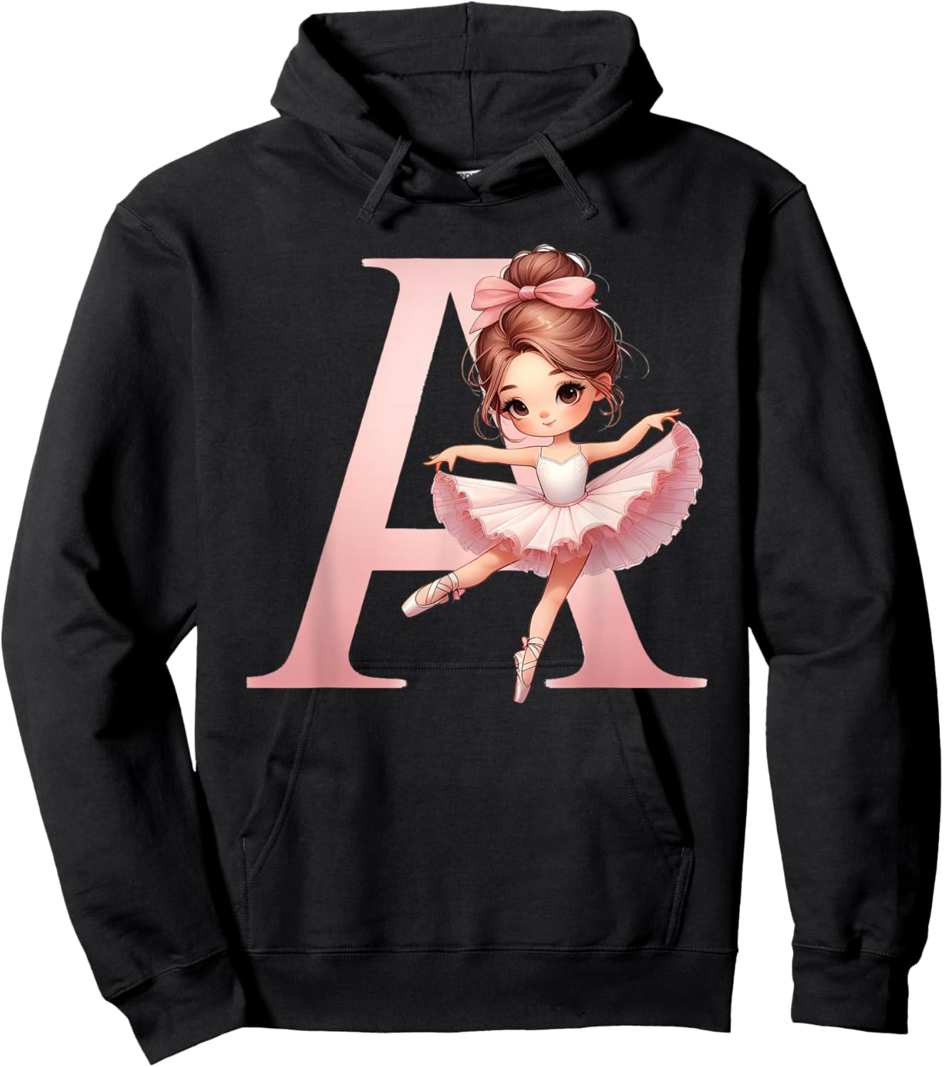 Ballerina Girl Dancing Name First Letter A Girly Tutu Ballet Hoodie - Hoodie | Black