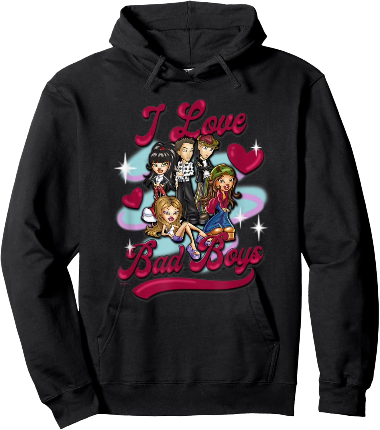 Bratz I Love Bad Boys Valentine's Day Airbrush Hoodie - Hoodie | Black