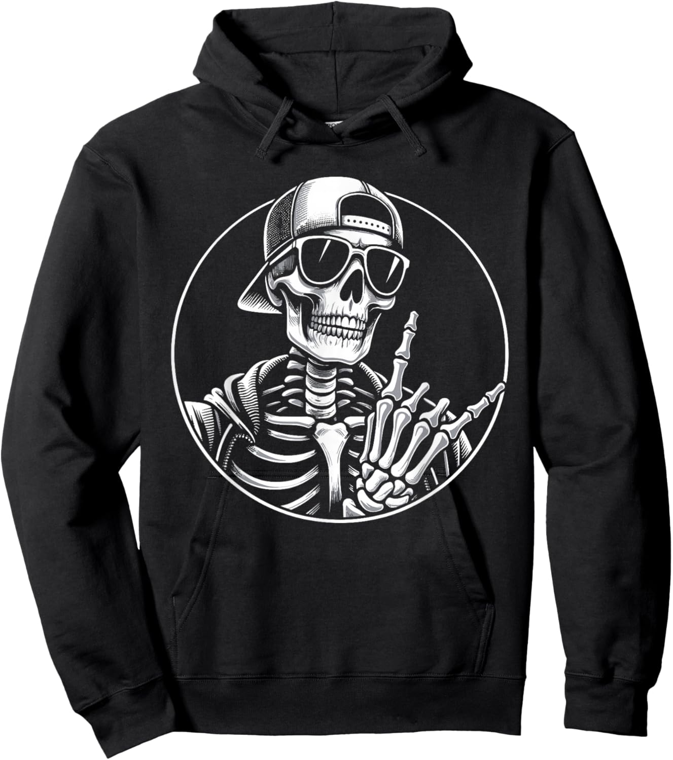Rock Hand Skeleton, Rocker & Rock Music Festival, Halloween Hoodie - Hoodie | Black