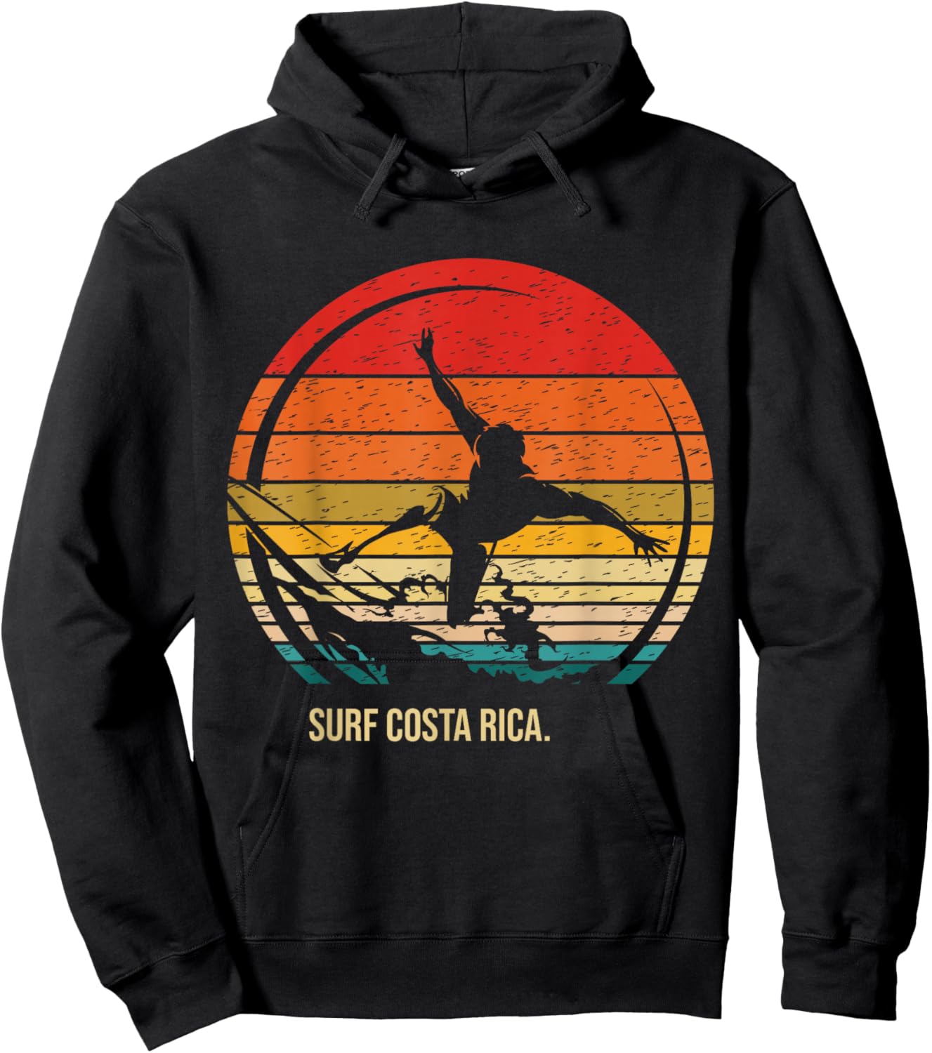 Vintage Surf Costa Rica Retro Surfer Surfing Hoodie - Hoodie | Black