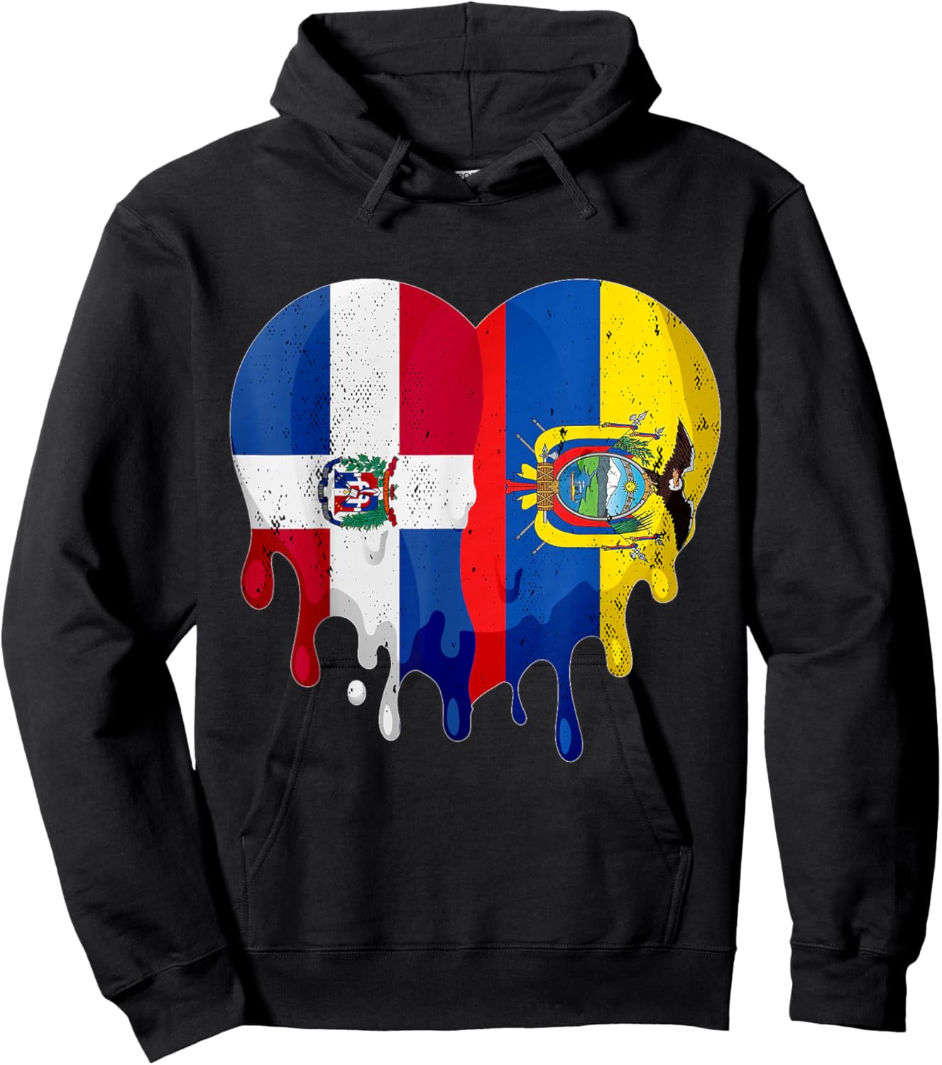 Dominican Republic Ecuador Flag Heart Citizen Patriot Hoodie - Hoodie | Black
