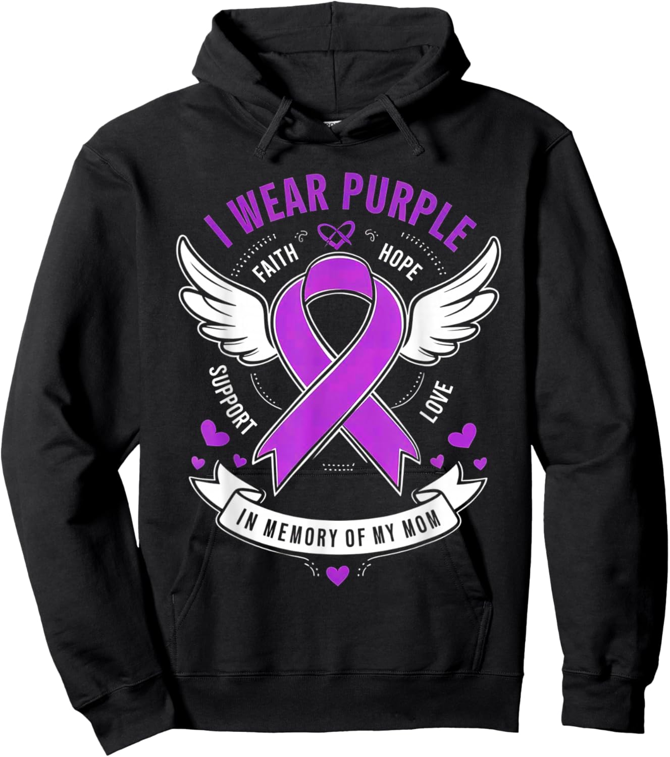 I Wear Purple In Memory of my Mom Alzheimers Awarenesss Hoodie - Hoodie | Black