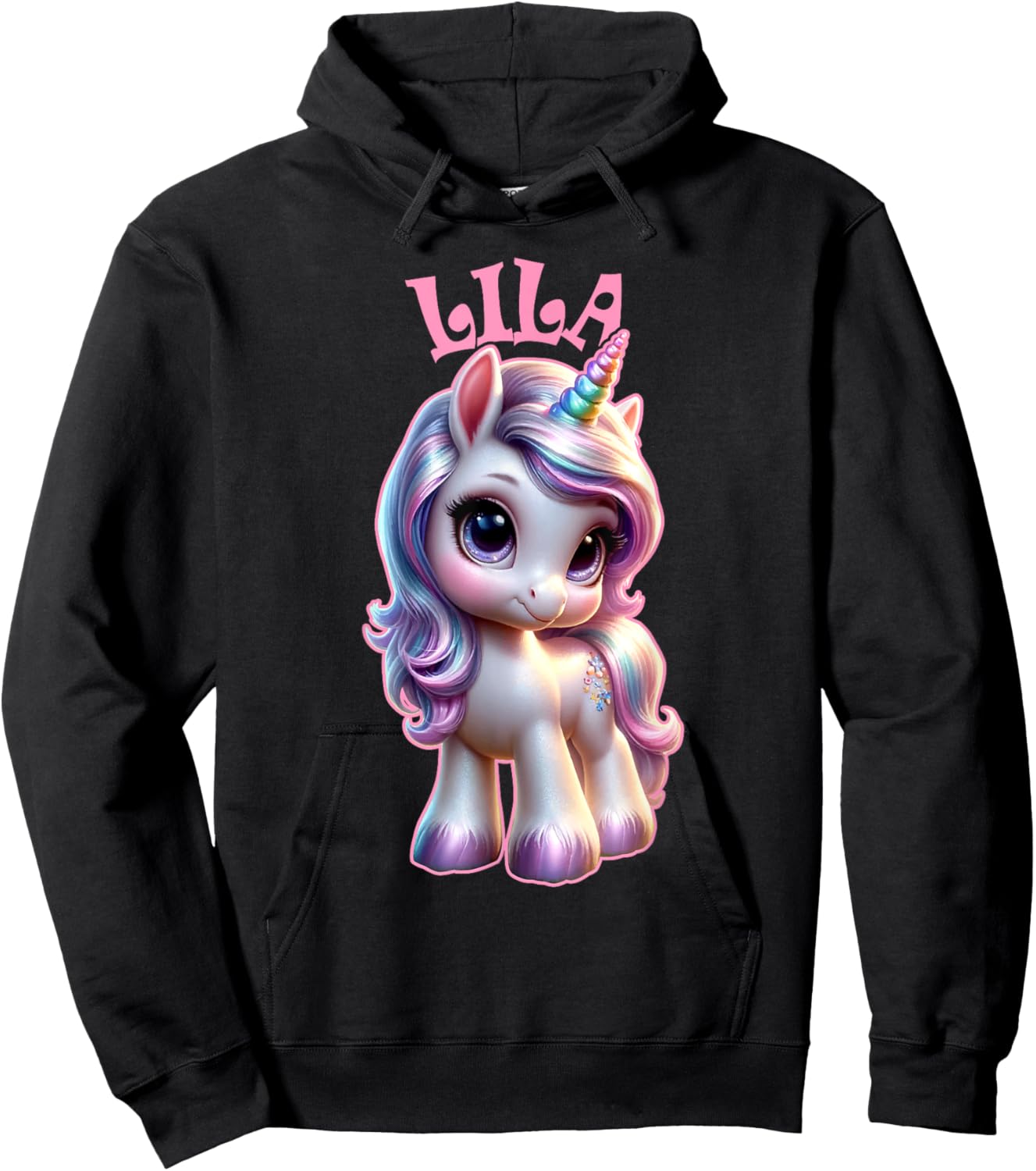 Lila Cute Unicorn Design for Girls Name Lila Hoodie - Hoodie | Black
