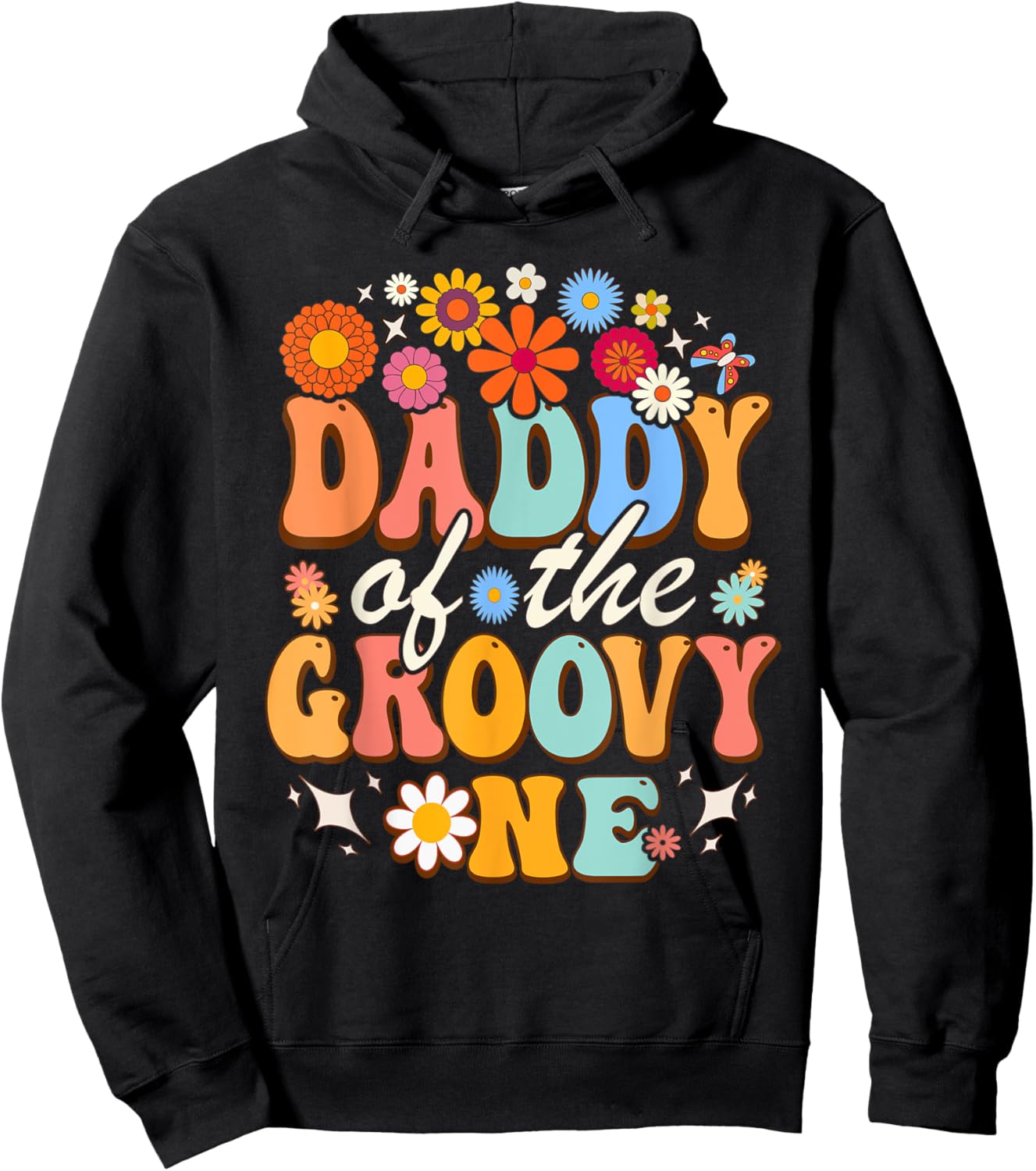 Daddy of Groovy One Matching Family First Birthday Party Hoodie - Hoodie | Black