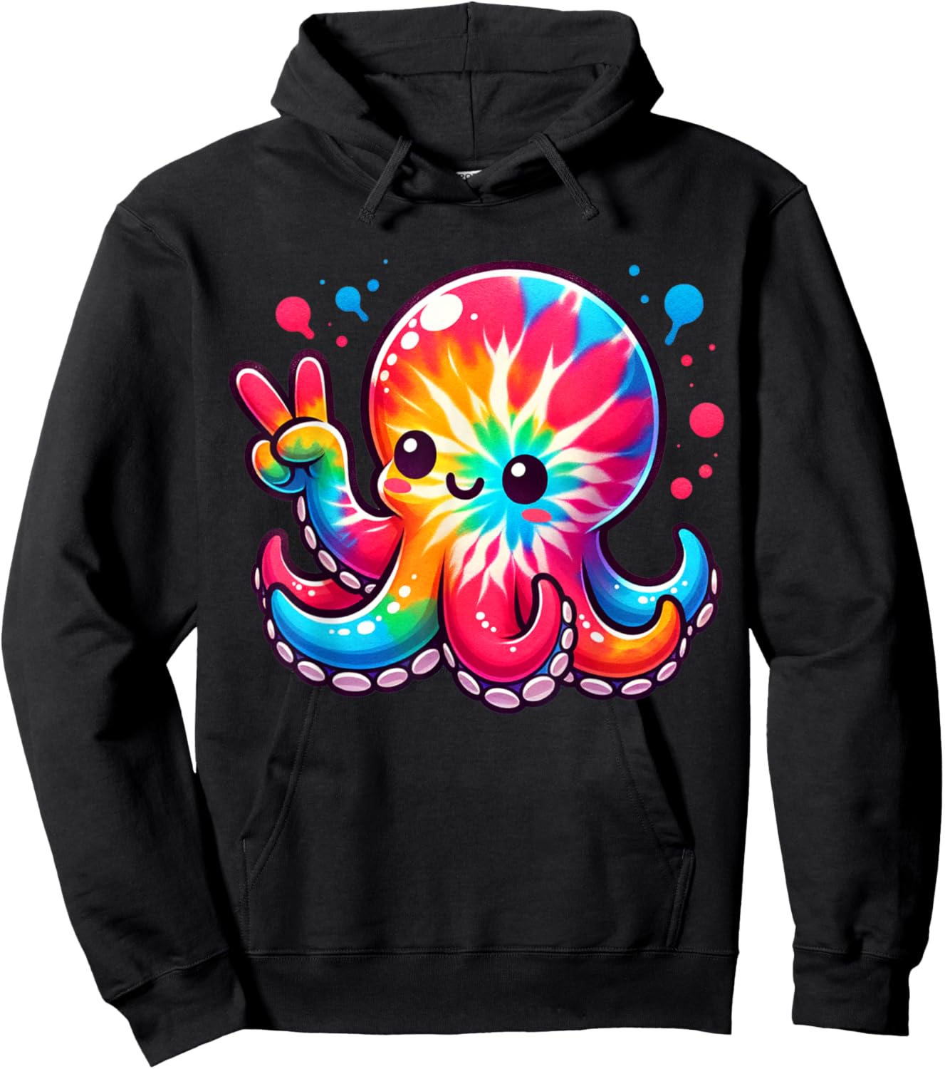 Cute Tie-Dye Octopus Peace Sign Hippie - Cute Octopus Love Hoodie - Hoodie | Black