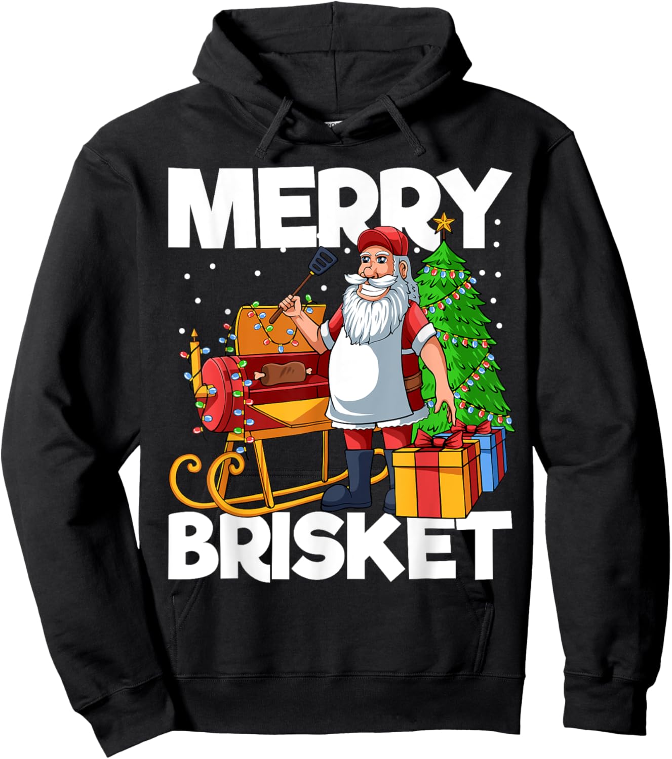 Merry Brisket Christmas in July Santa BBQ Smoker Smoking Hoodie - Hoodie | Black
