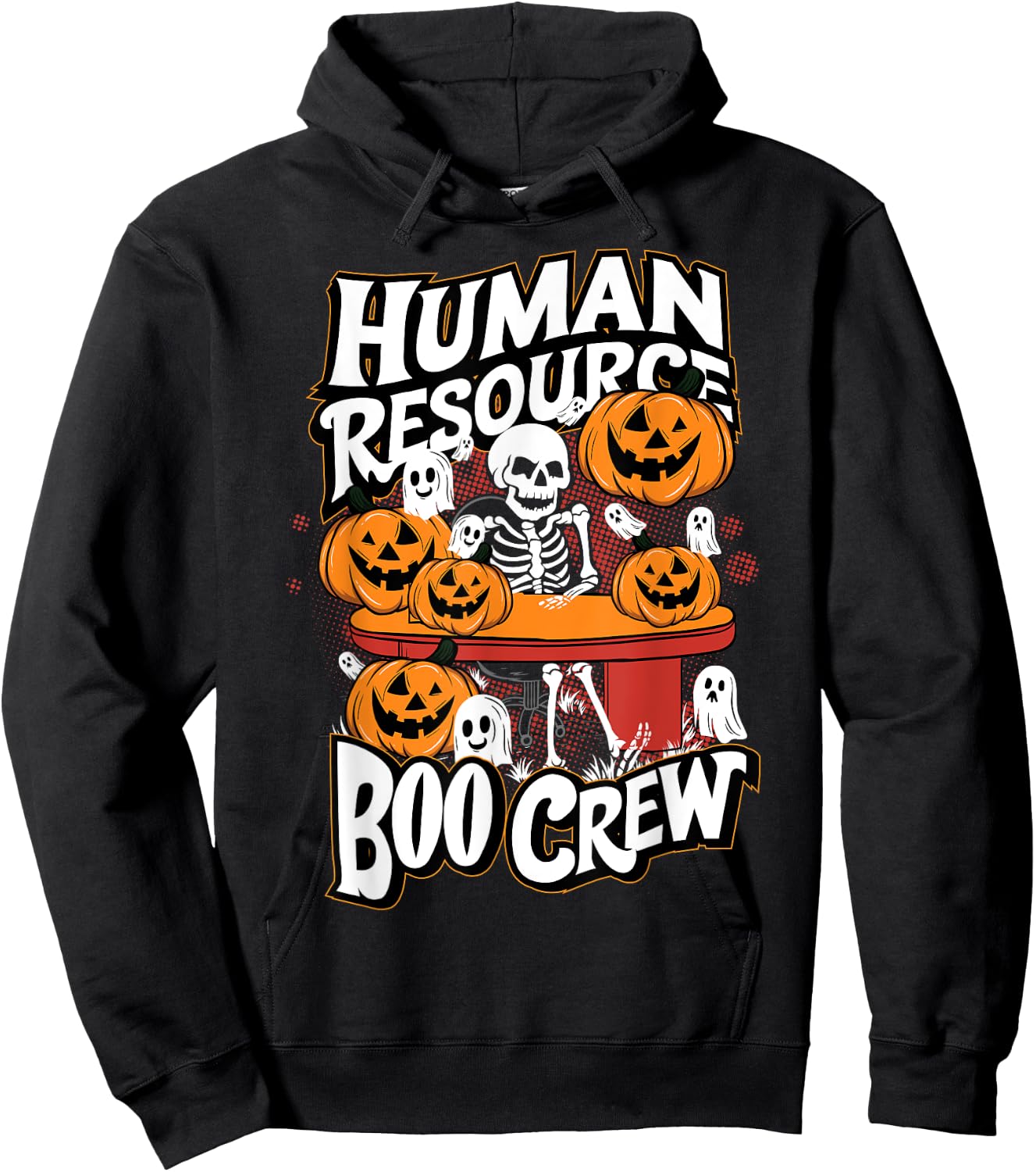 HR Boo Crew Halloween Ghost Trick Treat Squad Team Hoodie - Hoodie | Black