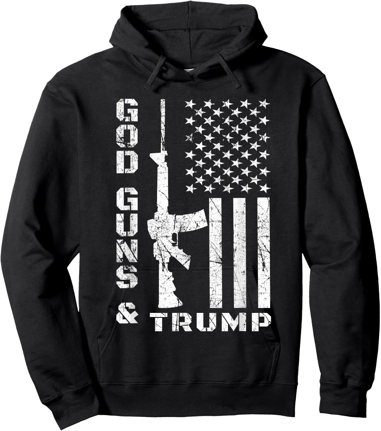 God Guns And Trump Shirt 2nd Amendment Flag AR15 Hoodie - Hoodie | Black