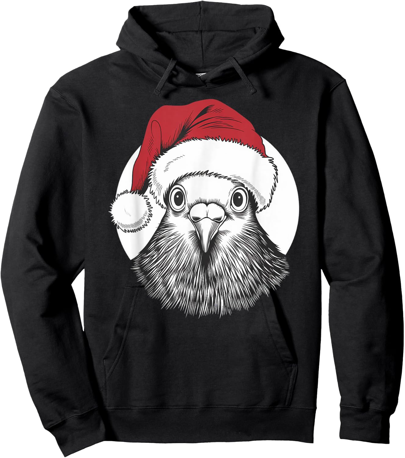 Joyful Pigeon Santa on Pigeon Christmas Hoodie - Hoodie | Black