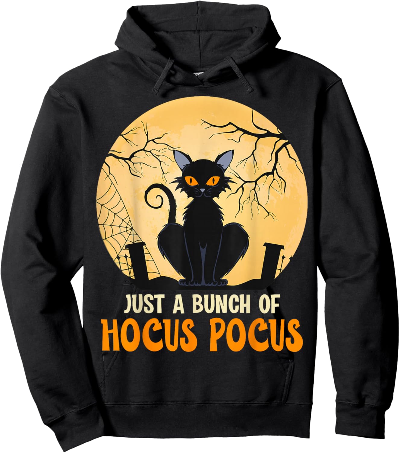 just a bunch of hocus pocus, Cat with Halloween autumn Hoodie - Hoodie | Black