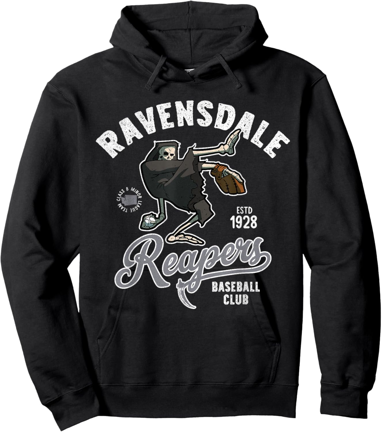 Ravensdale Grim Reapers Retro Minor League Baseball Team Hoodie - Hoodie | Black