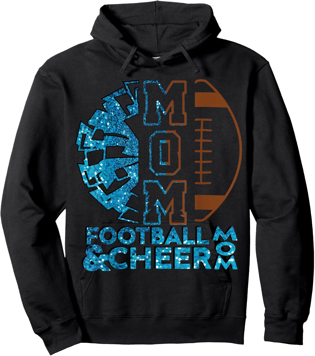 Cheer Football Cheerleading Mom Of Both Messy Bun Bleached Hoodie - Hoodie | Black