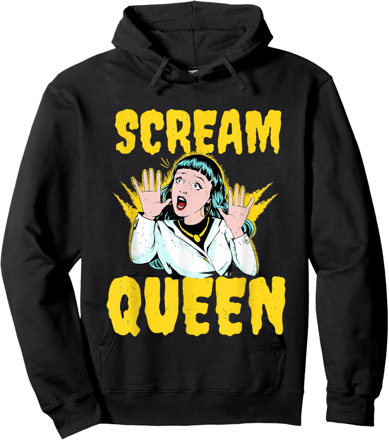 Scream Queen Saying Woman Screaming Cinema Slasher Horror Hoodie - Hoodie | Black