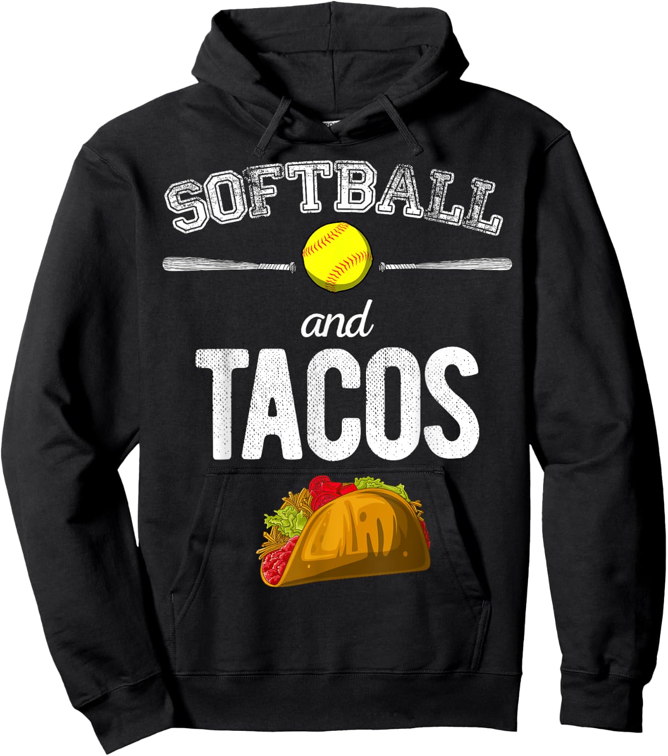 Softball And Tacos Softball Player Taco Lover Gift Hoodie - Hoodie | Black