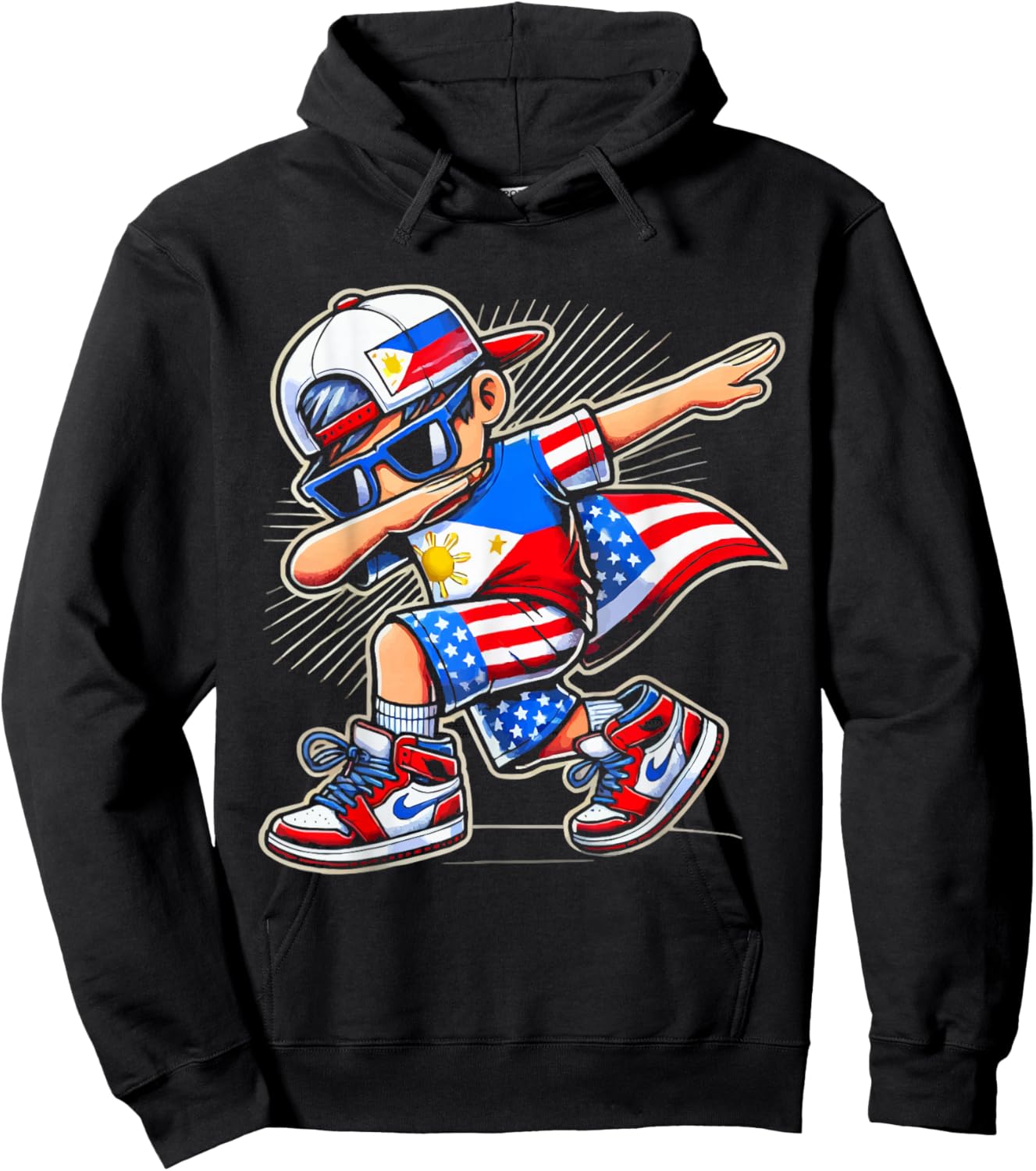 Half Filipino Half American USA Flag Philippines America Hoodie - Hoodie | Black