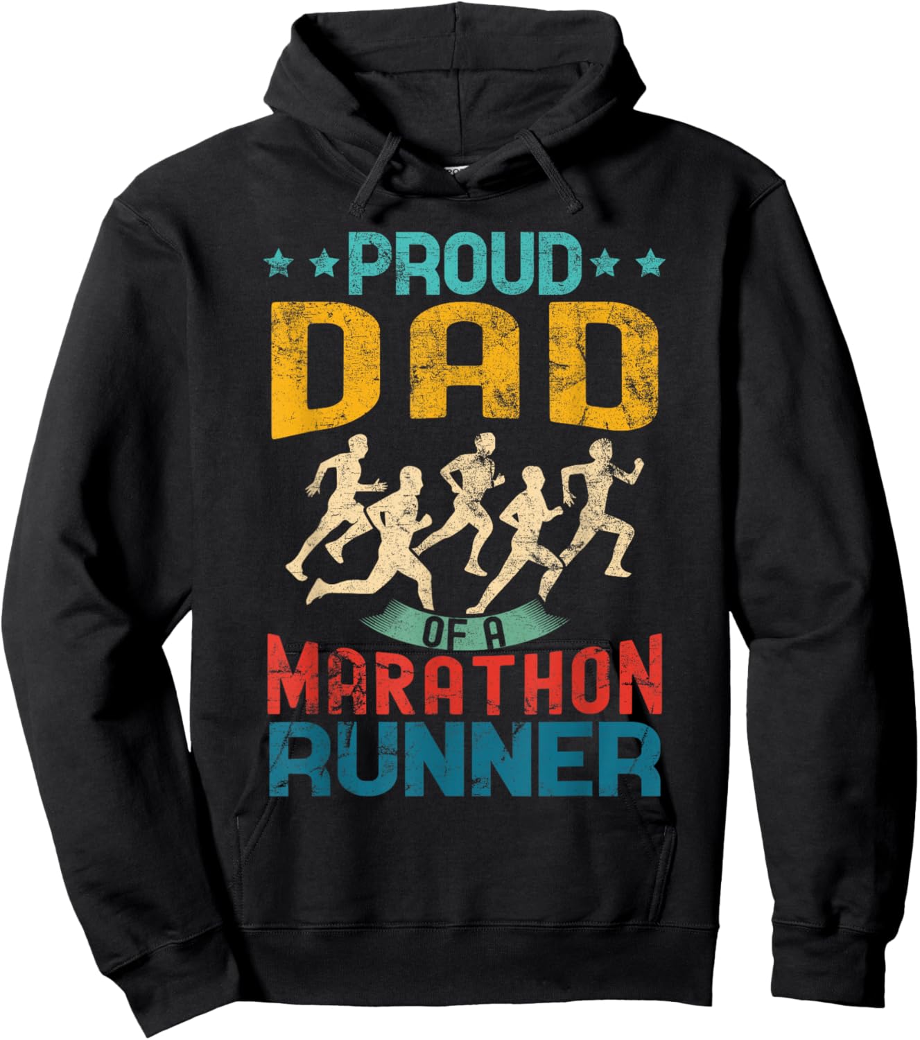 Proud dad of a marathon runner dad gifts vintage distressed Hoodie - Hoodie | Black