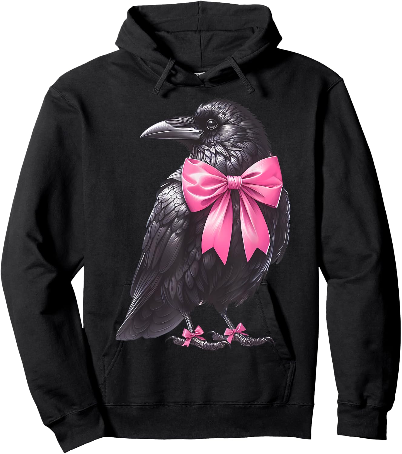 Coquette Bow Raven Crow Dark Birds Witchy Vibes Goblincore Hoodie - Hoodie | Black