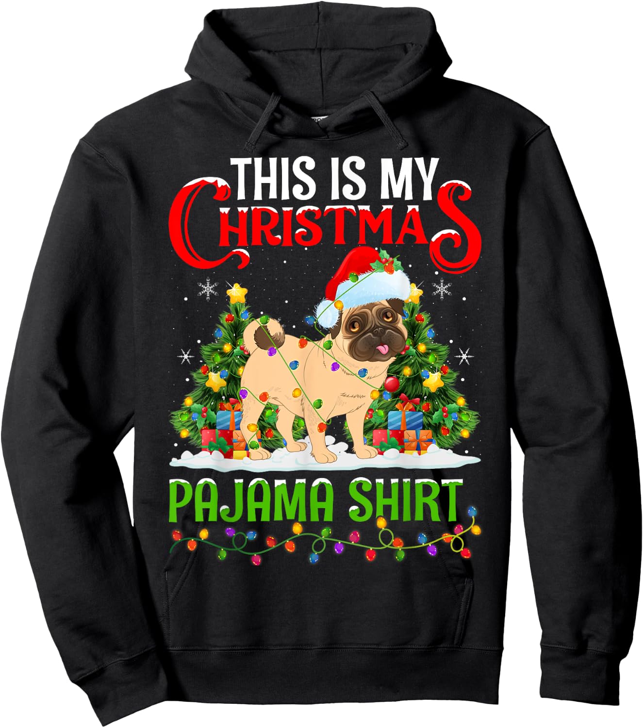 English Mastiff Dog Xmas Lights This Is My Christmas Pajama Women Kids Hoodie - Hoodie | Black