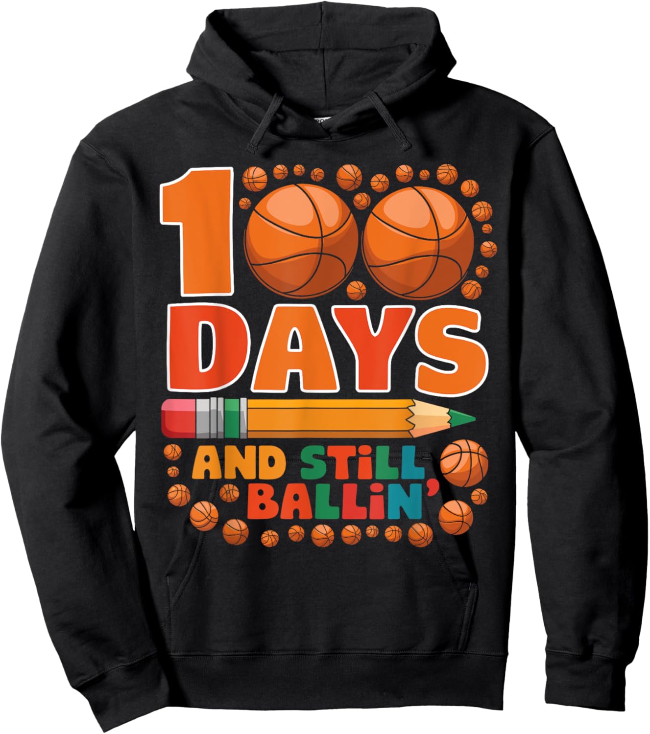 100 Days Of School 100th Day Of School Basketball Kids Boys Hoodie - Hoodie | Black