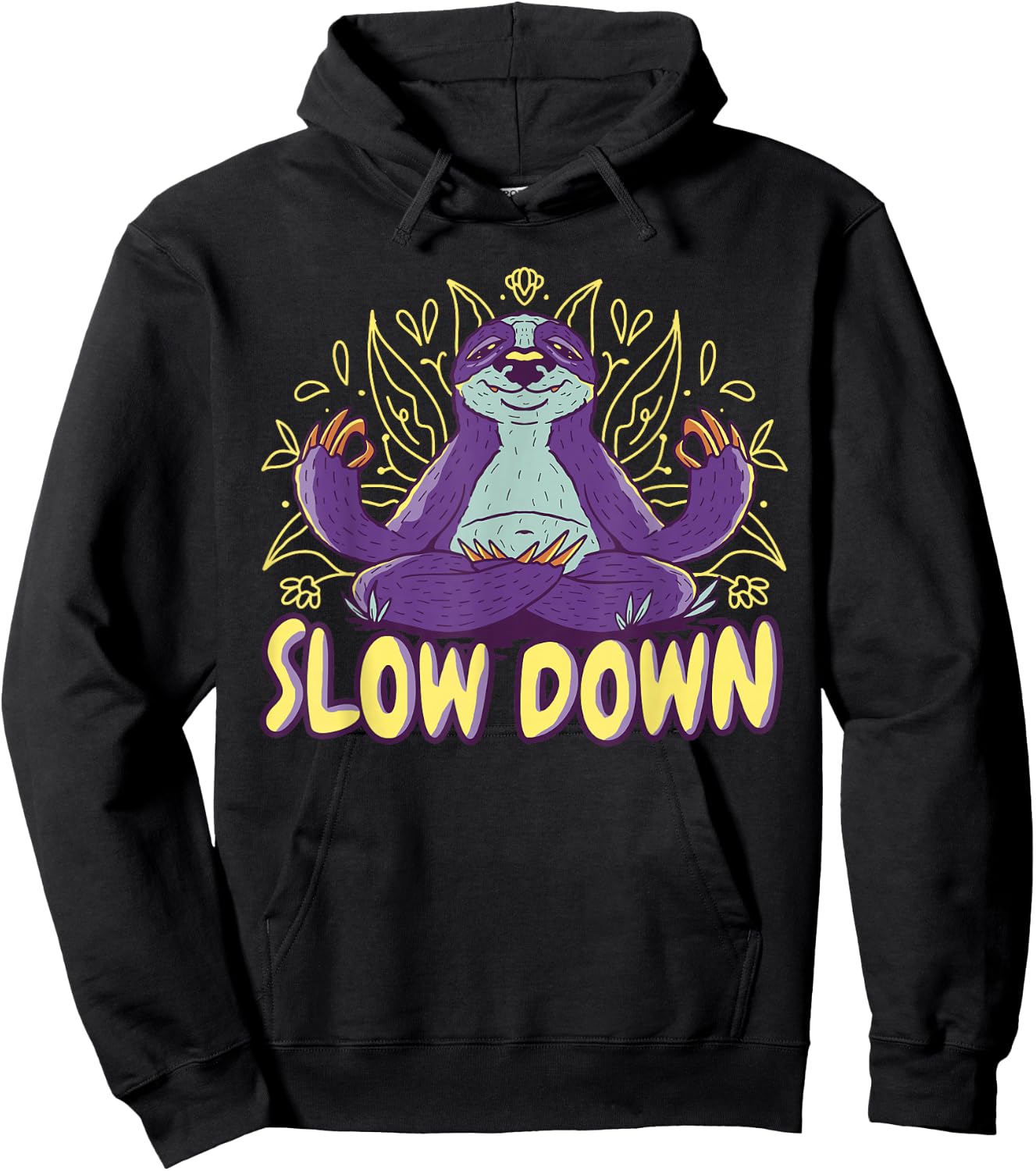 Sloth Yoga Meditation Sloth Yogi - Slow Down - Relax Yoga Hoodie - Hoodie | Black