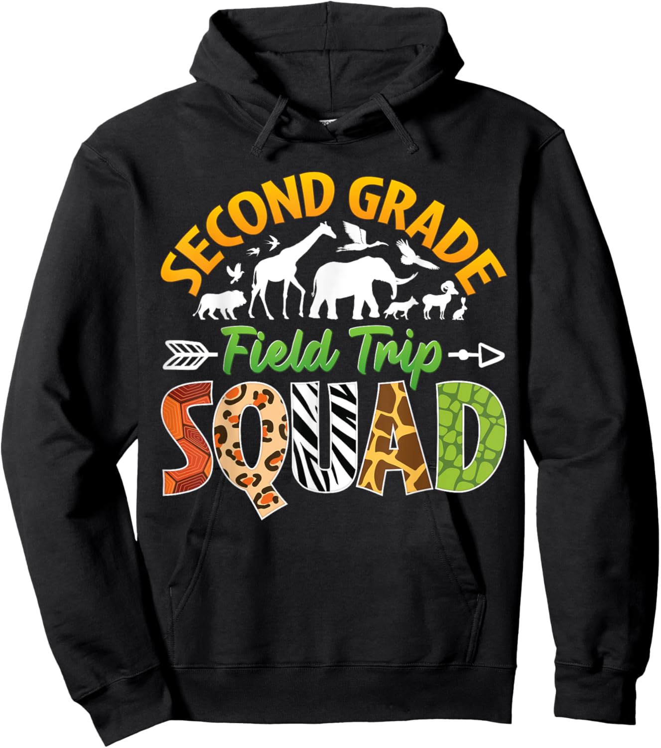 Second Grade Zoo Field Trip Squad Matching Teacher Students Hoodie - Hoodie | Black